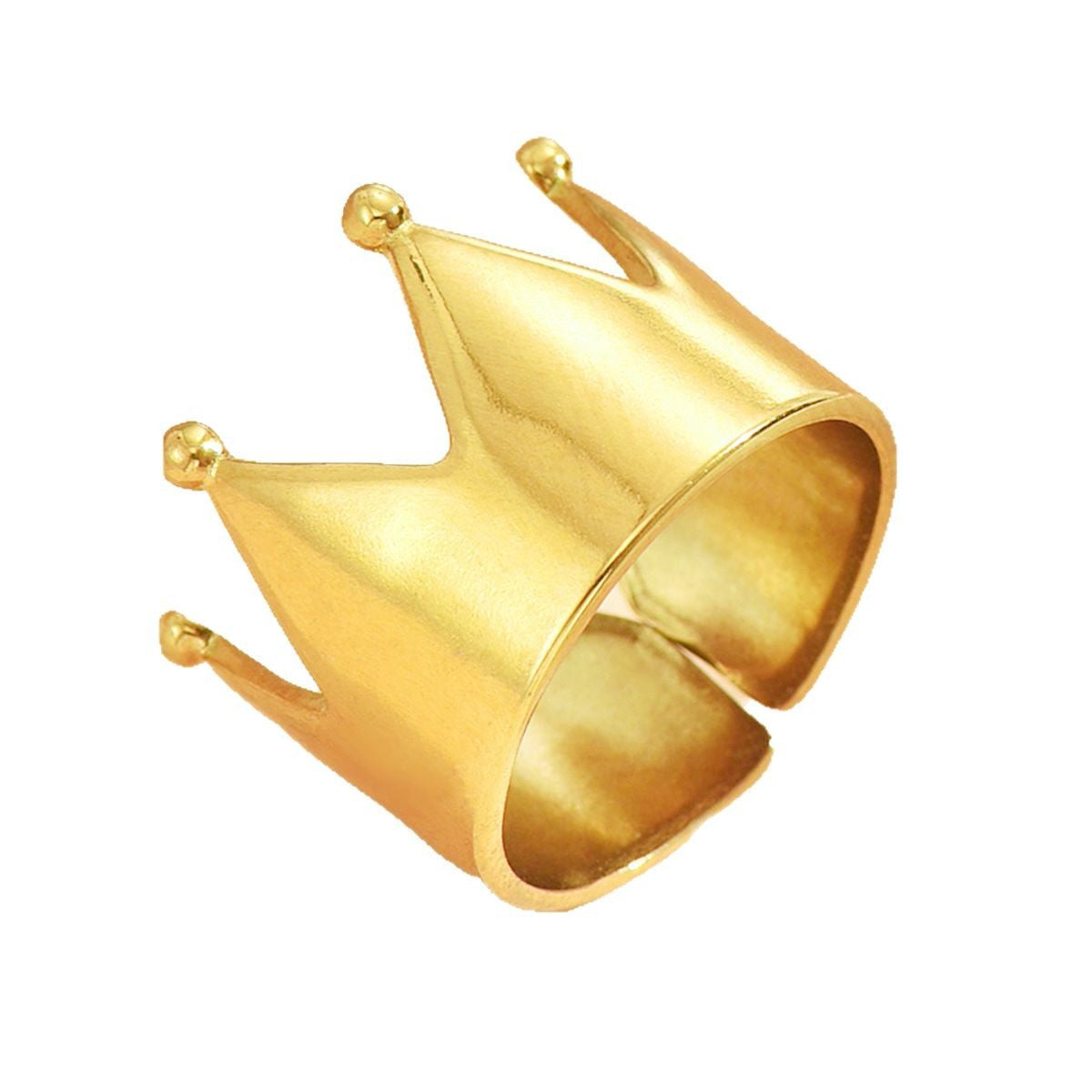 Wholesale retro  crown ring metal smooth opening stainless steel ring